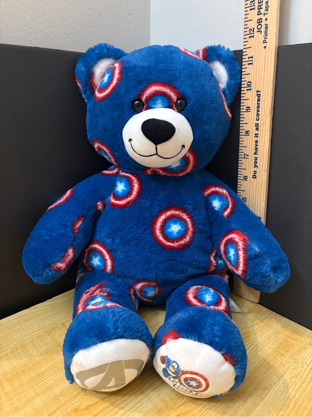Build-A-Bear Blue Captain America  17”Plush Bear 2014 with shield